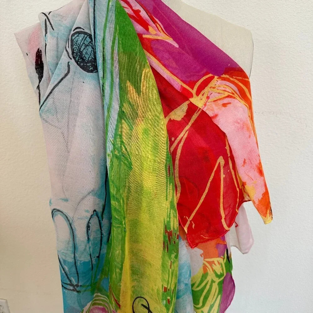 Desigual Pop Of Color Rectangular Scarf - Gorgeou… - image 5